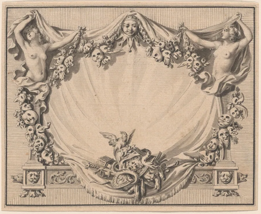 A Cartouche with Theater Masks by Pierre-Philippe Choffard