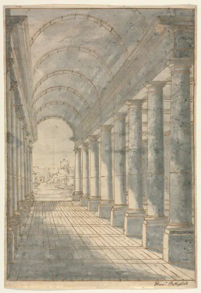 Barrel-Vaulted Arcade Rendered in Perspective
