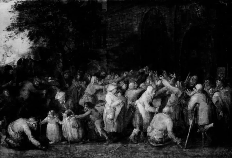 Uddeling af brød til de fattige by David Vinckboons