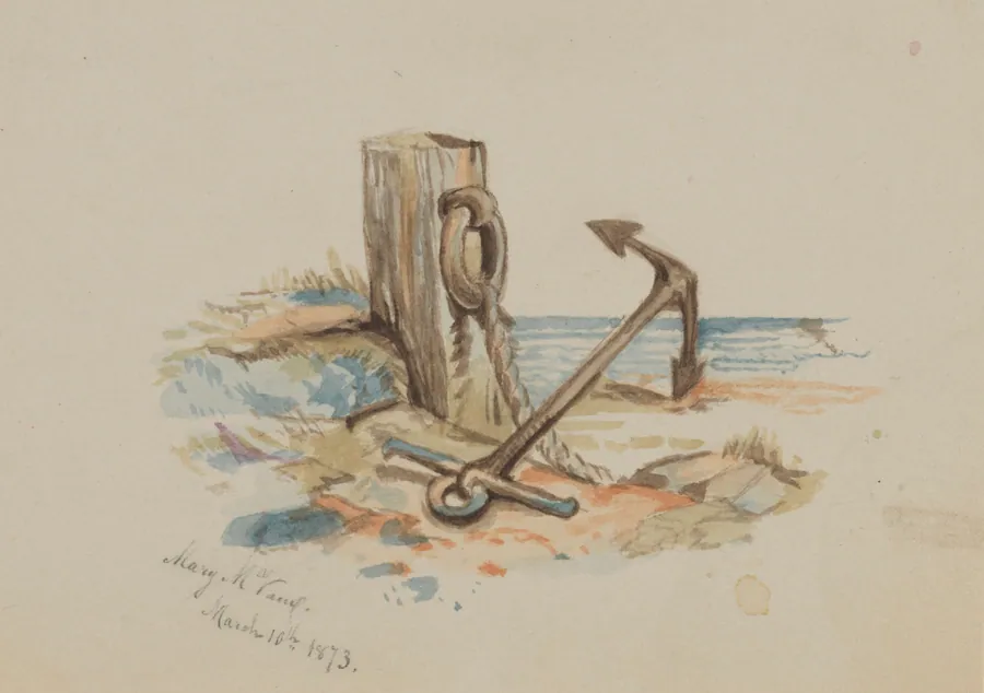 Untitled (Mooring and Anchor) by Mary Vaux Walcott, born Philadelphia, PA 1860-died St. Andrews, New Brunswick, Canada 1940