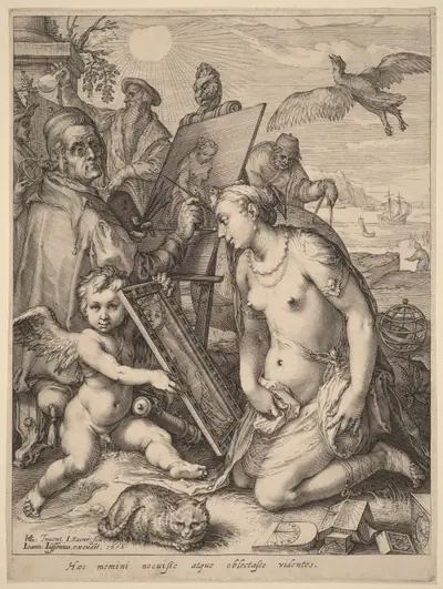 Artist Painting a Nude Woman: Allegory of Visual Perception