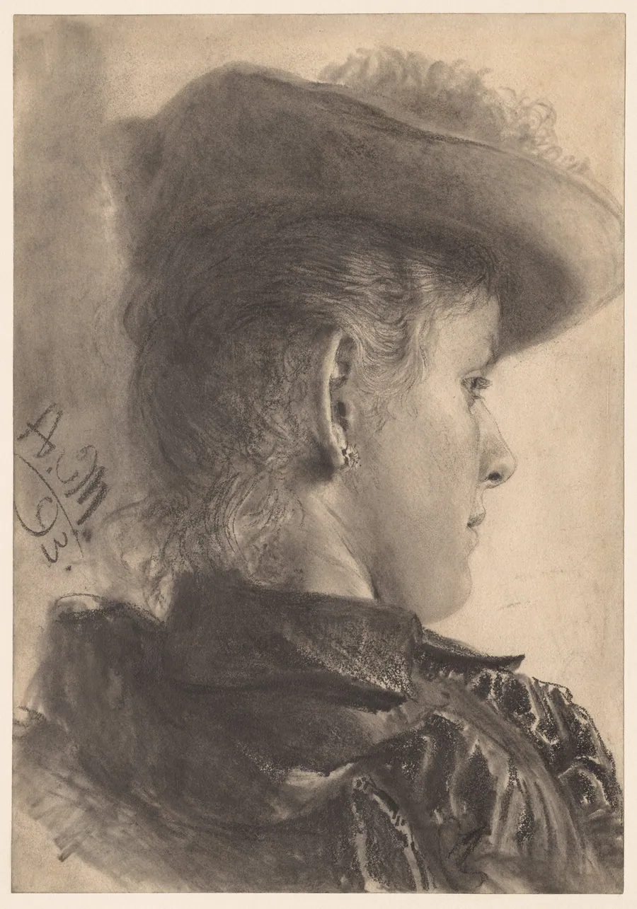 Bust of a Woman, Seen from Behind by Adolph von Menzel