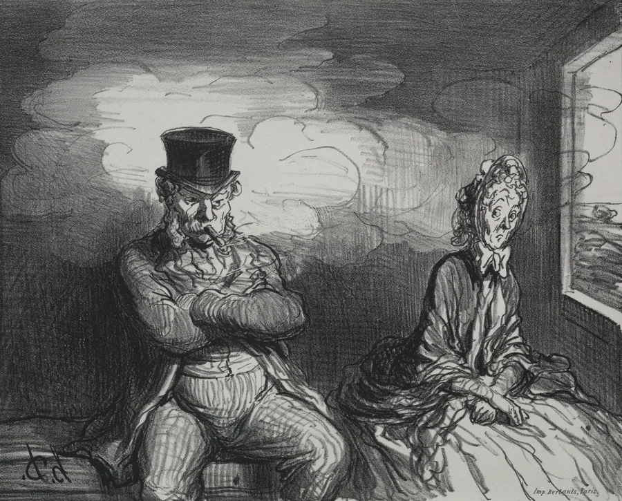 On the Train:  A Pleasant Companion by Honoré Daumier