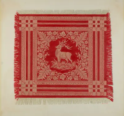 Red and White Napkin (Deer Design)