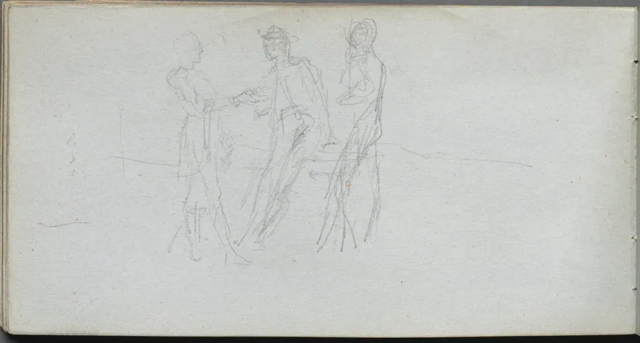 Sketchbook, page 42: Three Figures by Ernest Meissonier