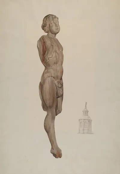 Carved Wood Figure - "Flying Mercury"