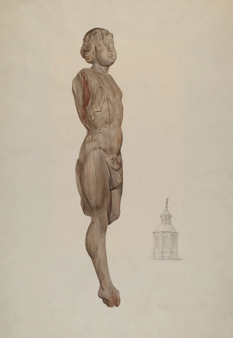 Carved Wood Figure - "Flying Mercury" by Ingrid Selmer-Larsen