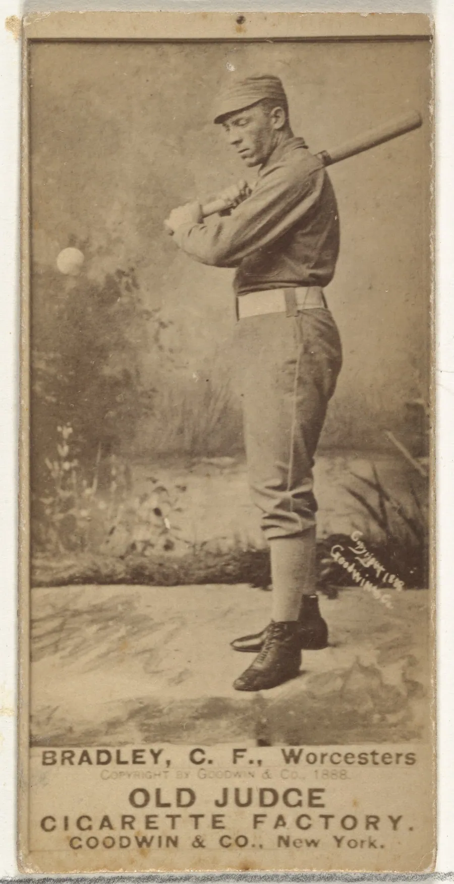 Bradley, Center Field, Worcester, from the Old Judge series (N172) for Old Judge Cigarettes by Goodwin & Company