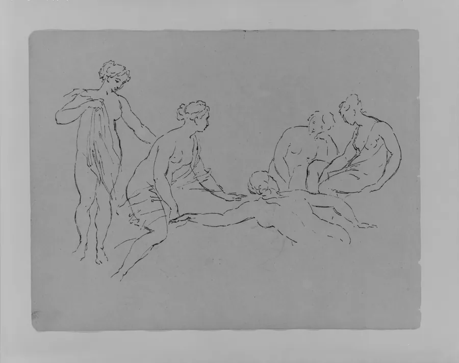 Five Nude Bathers (from Sketchbook) by Thomas Sully