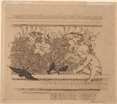 Ornamental Design with Birds and Lily
