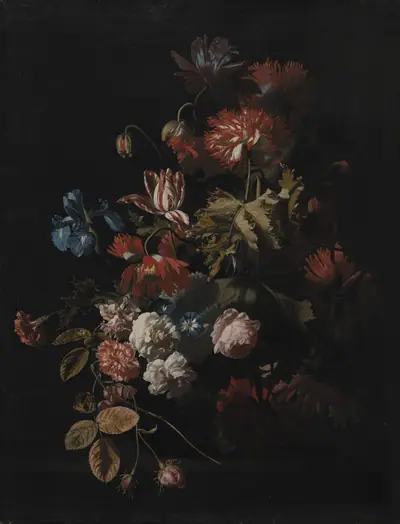 En glasvase med blomster