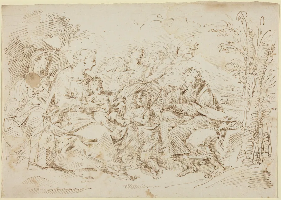 Holy Family with St. Elizabeth, St. John the Baptist, and Two Angels in a Landscape by Donato Creti