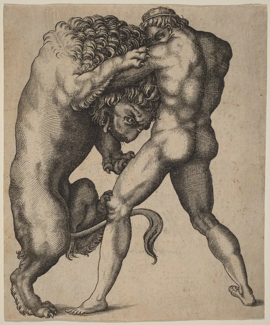 Hercules and the Nemean Lion by Italian 16th Century