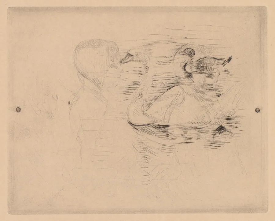 Swan and Duck, with portraits of Julie (Cygne et canard, avec portraits de Julie, or Cygne et canard, essai) by Berthe Morisot