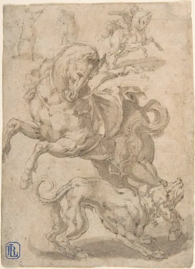 Horses and Dog