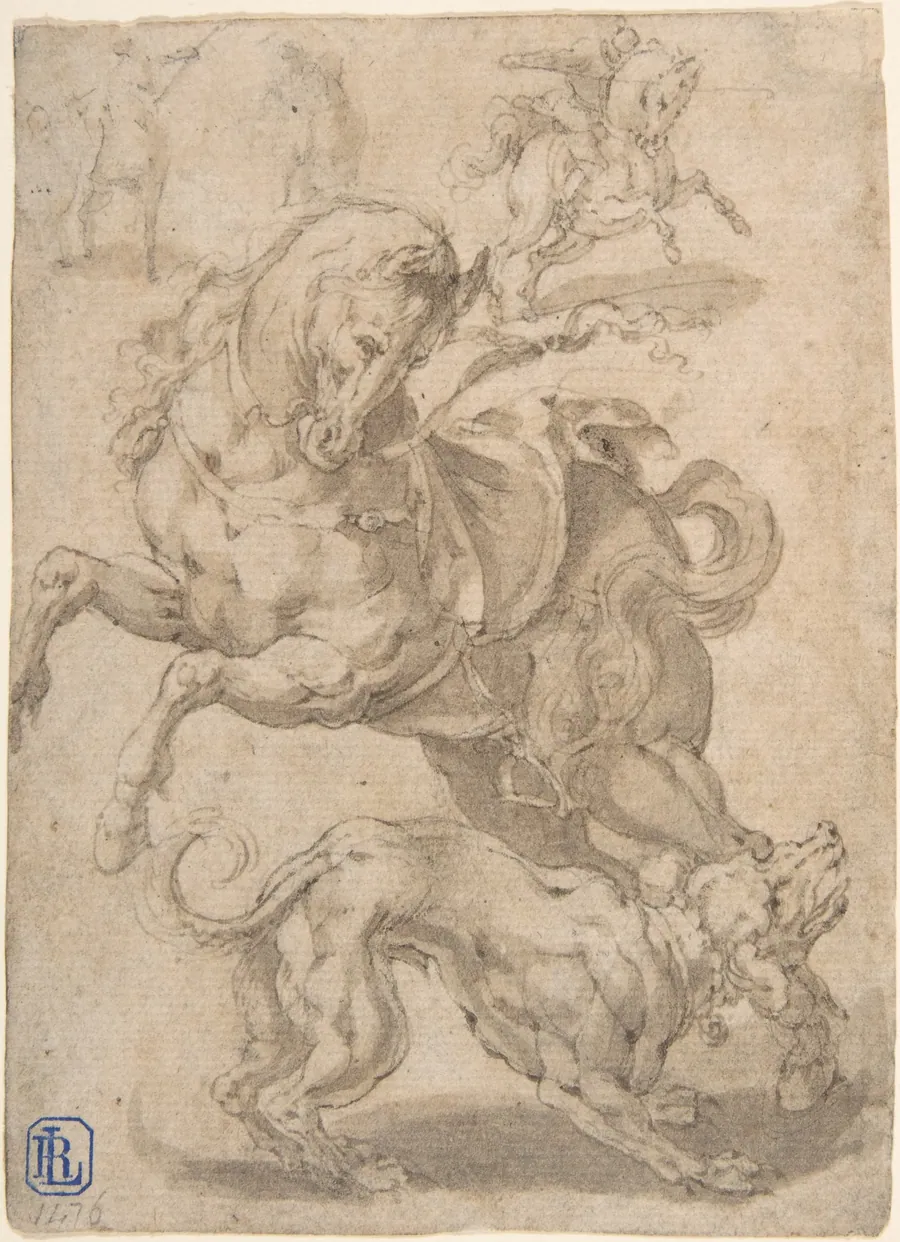 Horses and Dog by Jan van der Straet, called Stradanus