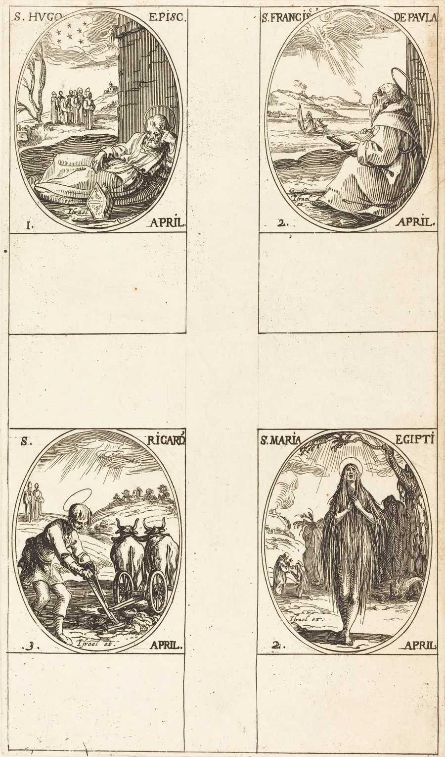 St. Hugo; St. Francis of Paula; St. Mary of Egypt; St. Richard by Jacques Callot