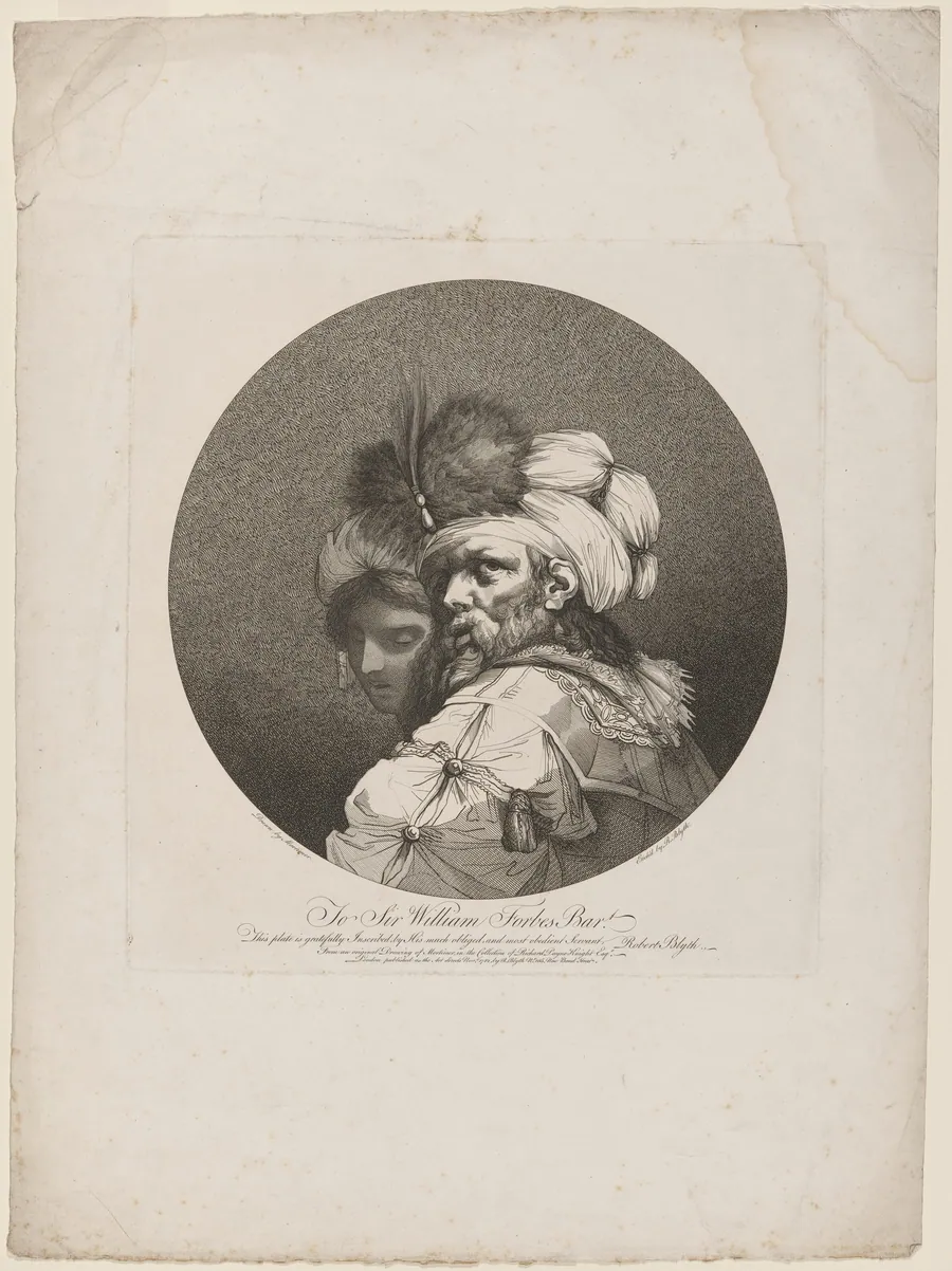 Bearded Man with Turban and Young Woman by Robert Blyth