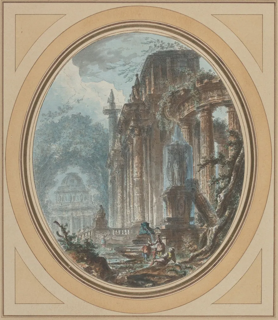 Garden Capriccio with Antique Ruins by Jean Henry Alexandre Pernet