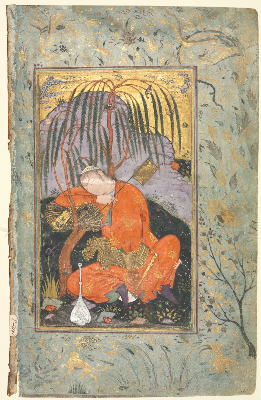 Sleeping Youth (verso), Illustration from a Single Page Manuscript by Riza-yi Abbasi