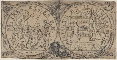 Ornamental Medallions with the Adoration of the Magi and Two Bibliophiles