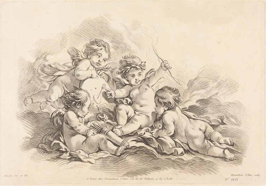 Four Cherubs at Target Practice by Gilles Demarteau the Elder