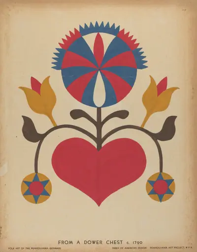 Drawing for Plate 13: From the Portfolio "Folk Art of Rural Pennsylvania"