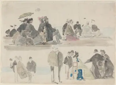 Ladies and Gentlemen on the Beach, in Two Registers