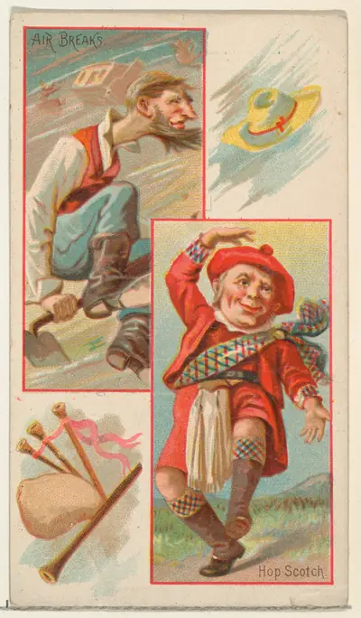 Air Breaks / Hop Scotch, from the Jokes series (N118) issued by Duke Sons & Co. to promote Honest Long Cut Tobacco
