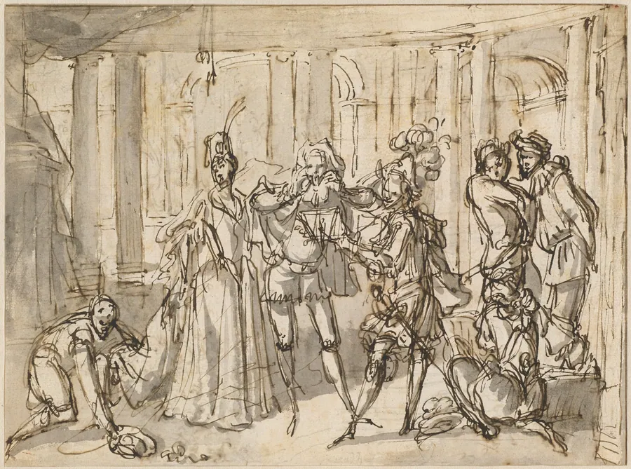 A Performance by the Commedia dell'Arte by Claude Gillot