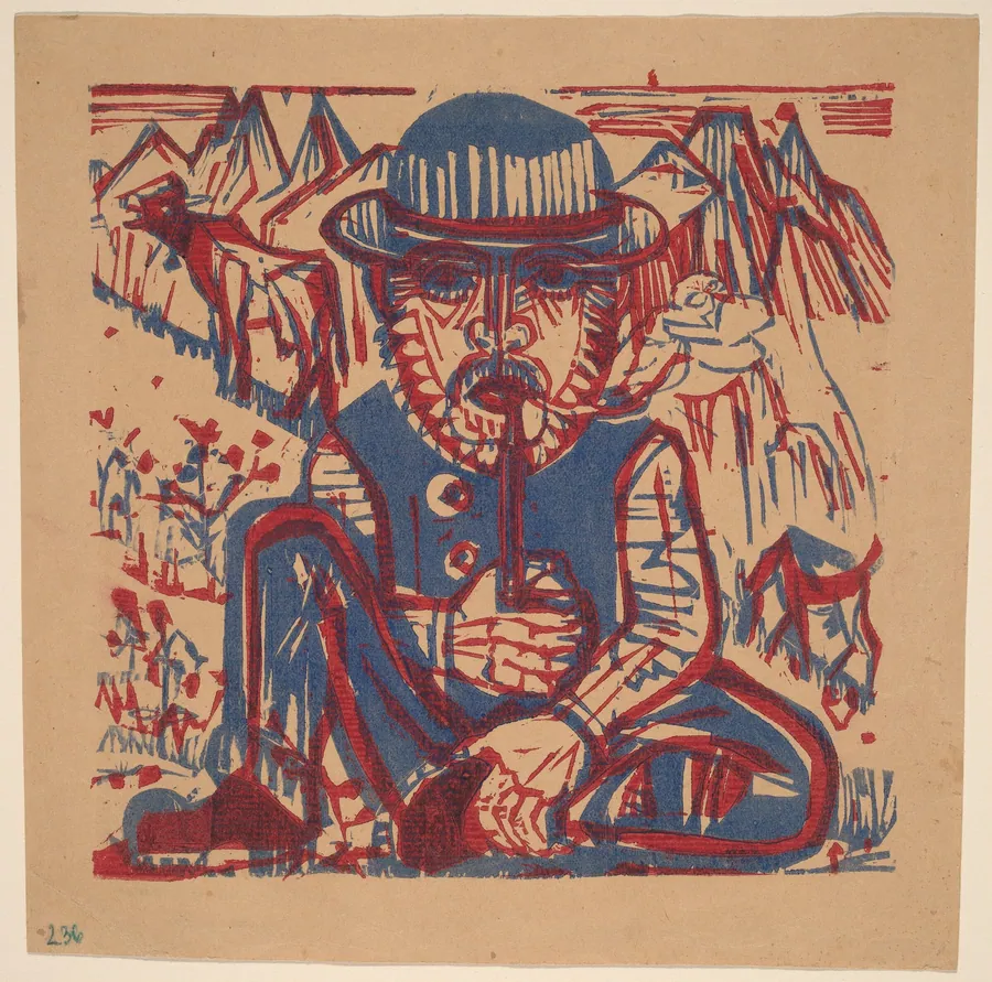 Smoking Peasant by Ernst Ludwig Kirchner