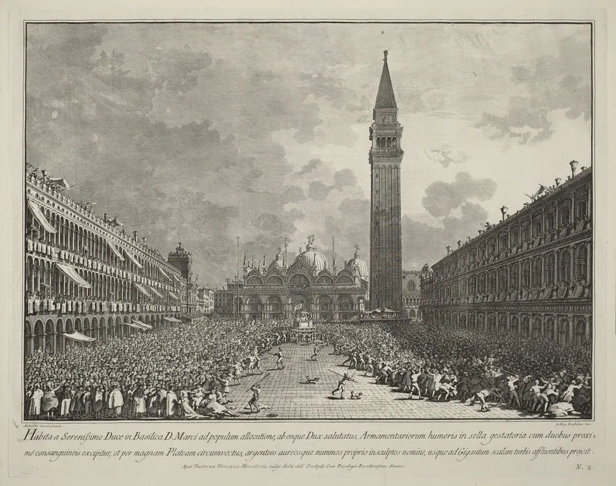 The Doge Carried around the Piazza San Marco by Giovanni Battista Brustolon