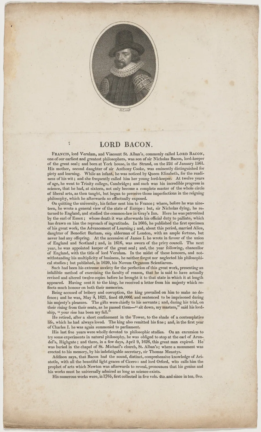 Lord Bacon by William Holl I