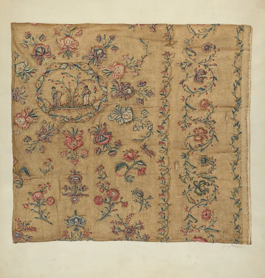 Embroidered Cotton Blanket by Jenny Almgren