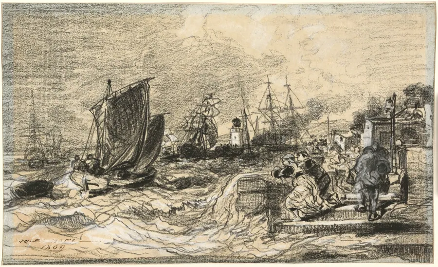 Breton Port with an Approaching Storm by Jules Noël