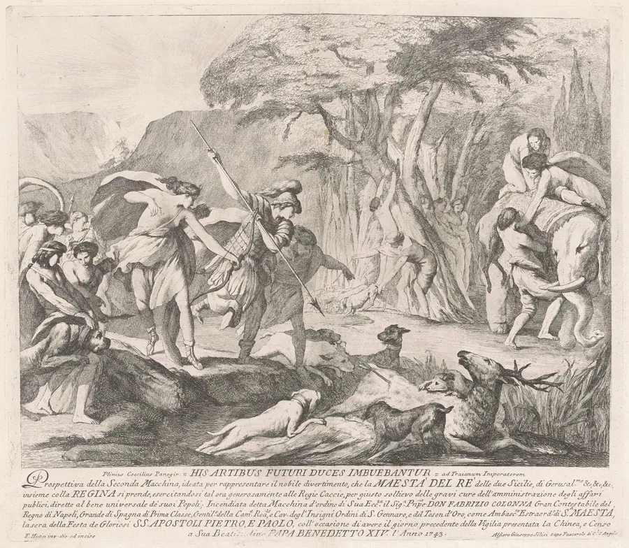 The Seconda Macchina for the Chinea of 1743: The Royal Hunt by François Hutin