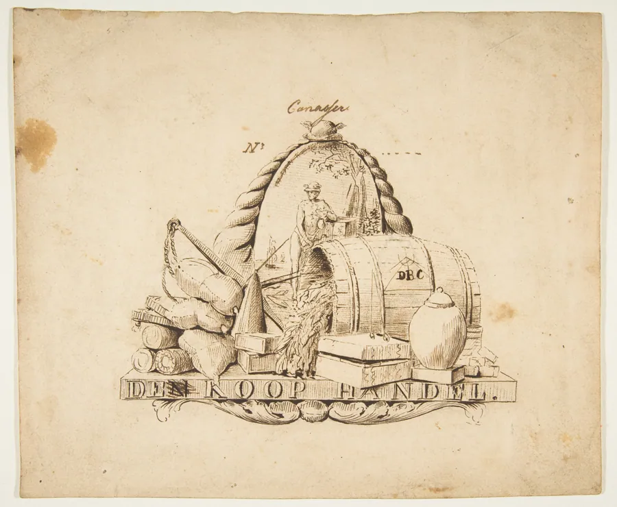 Design for a seal for 'Commerce': Den Koop Handel by Anonymous, Dutch, 18th century