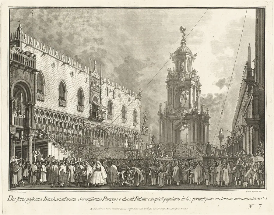 The Doge Attends the Giovedi Grasso Festival in the Piazzetta by Giovanni Battista Brustolon