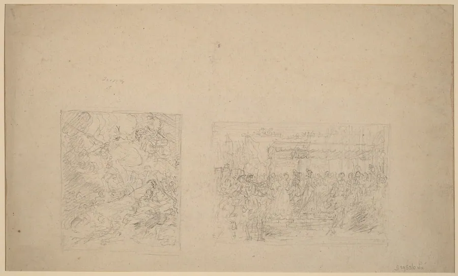 Study of Moses Striking the Rock and a Procession [verso] by Benjamin West