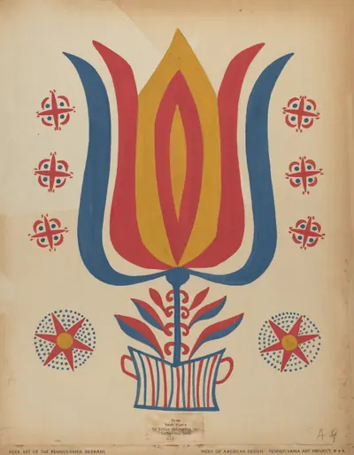 Drawing for Plate 9: From the Portfolio "Folk Art of Rural Pennsylvania"