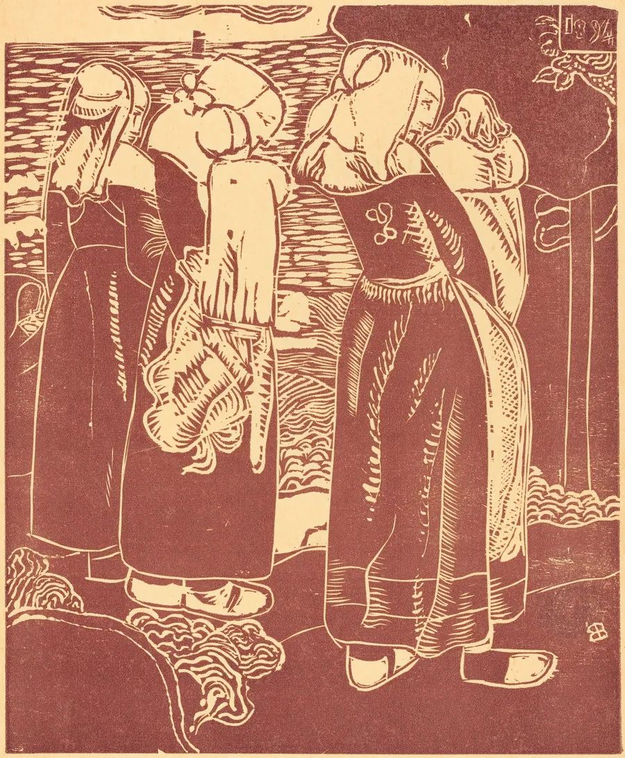 Three Breton Women with Infants by Armand Séguin