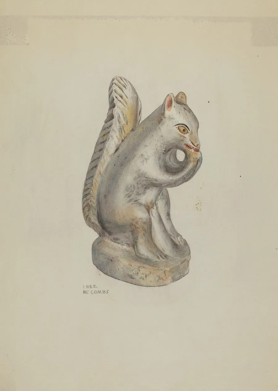 Pa. German Chalkware Squirrel by Inez McCombs