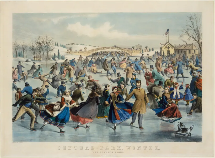 Central Park, Winter – The Skating Pond by Charles Parsons
