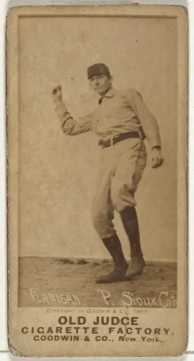 Thomas Flanagan, Pitcher, Sioux City Corn Huskers, from the Old Judge series (N172) for Old Judge Cigarettes
