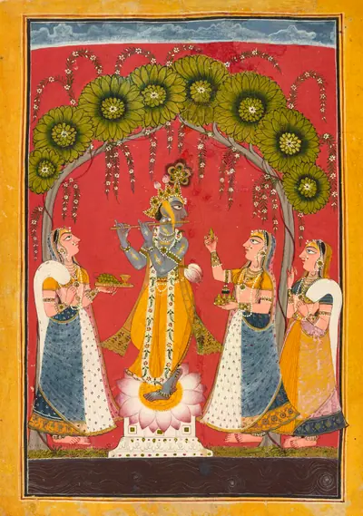 Krishna fluting, folio from a Dasavatar series
