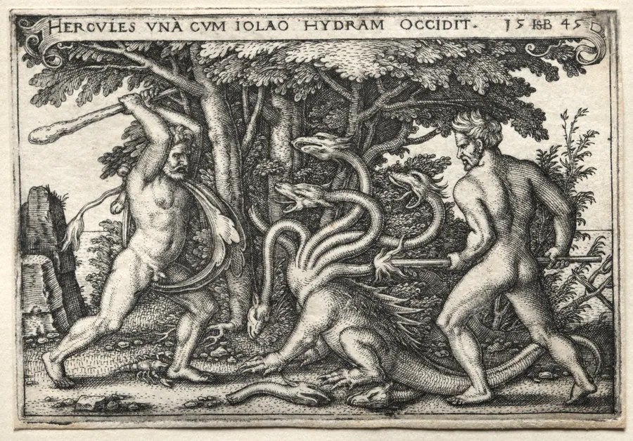 The Labors of Hercules:  Hercules Killing the Lernean Hydra by Hans Sebald Beham