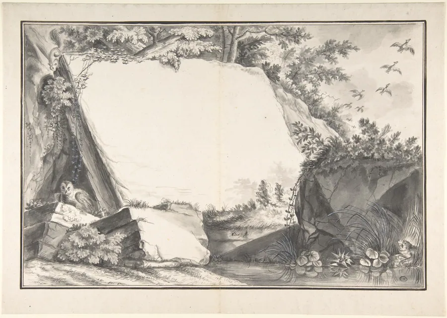 Design for a Title Page(?): Rocks and Animals by Joseph Martin Nideröst