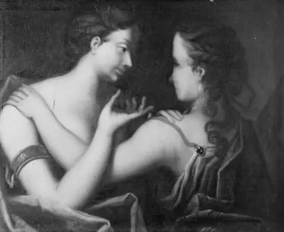 Tvende fruentimmere, halve figurer, conversere