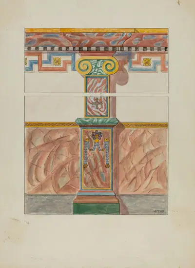 Painted Wall Decoration, Detail of Pilaster