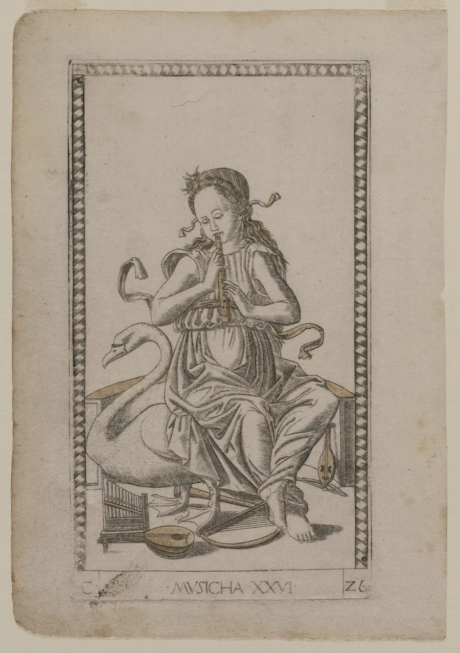 Music (from the Tarocchi, series C:  Liberal Arts, #26) by Master of the E-Series Tarocchi